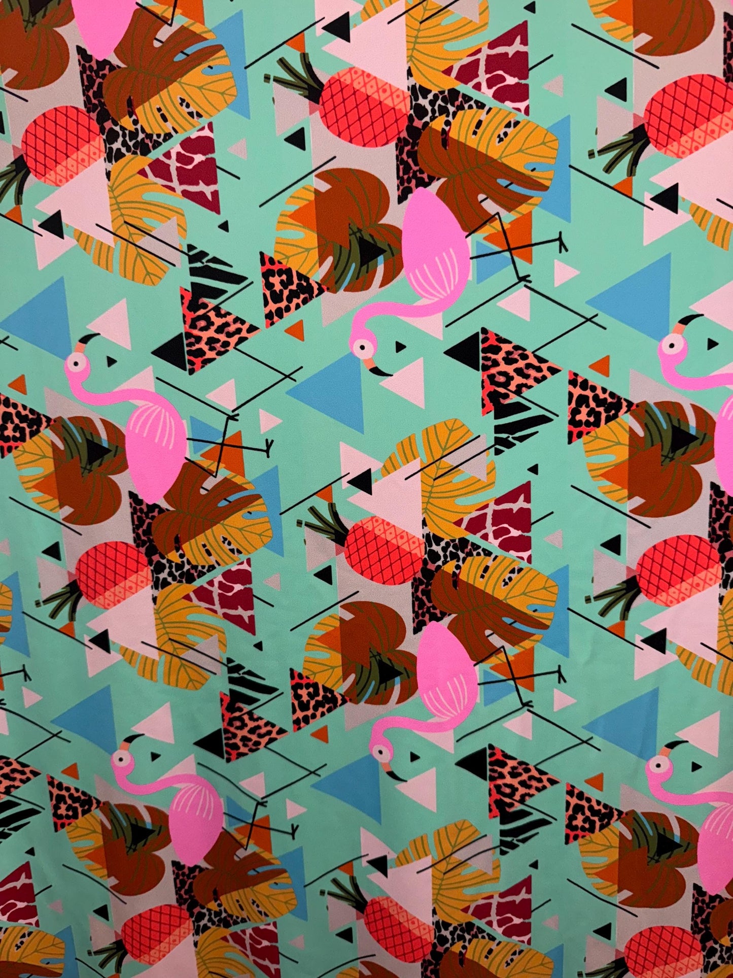 New Tropical Flamingo design print on the best quality of nylon spandex 4-stretch 58/60”sold by the YD.ships worldwide from Los Angeles CA
