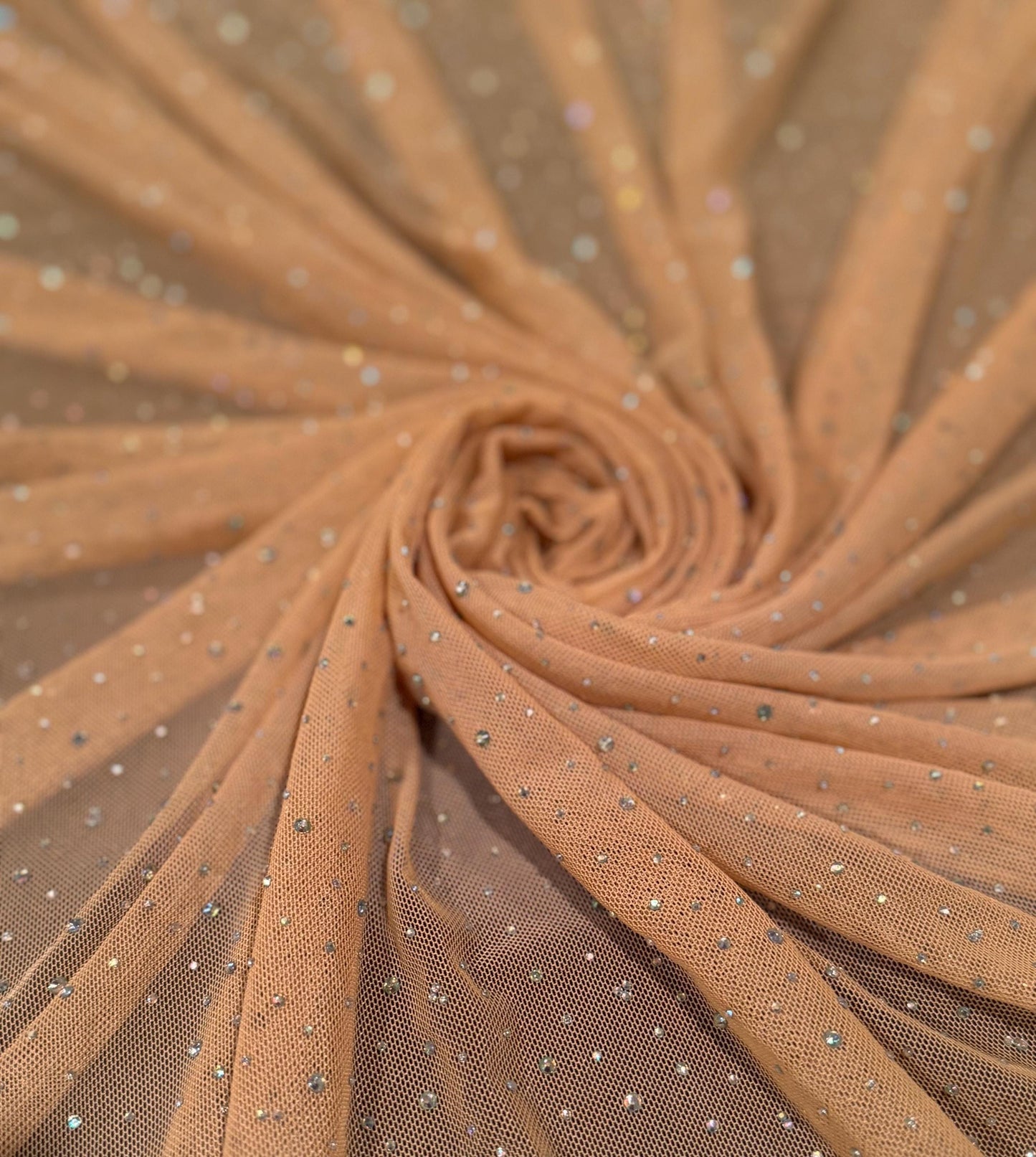 New power mesh with Rhinestones 4-way stretch 58/60” sold by the YD.ships worldwide from Los Ángeles California USA