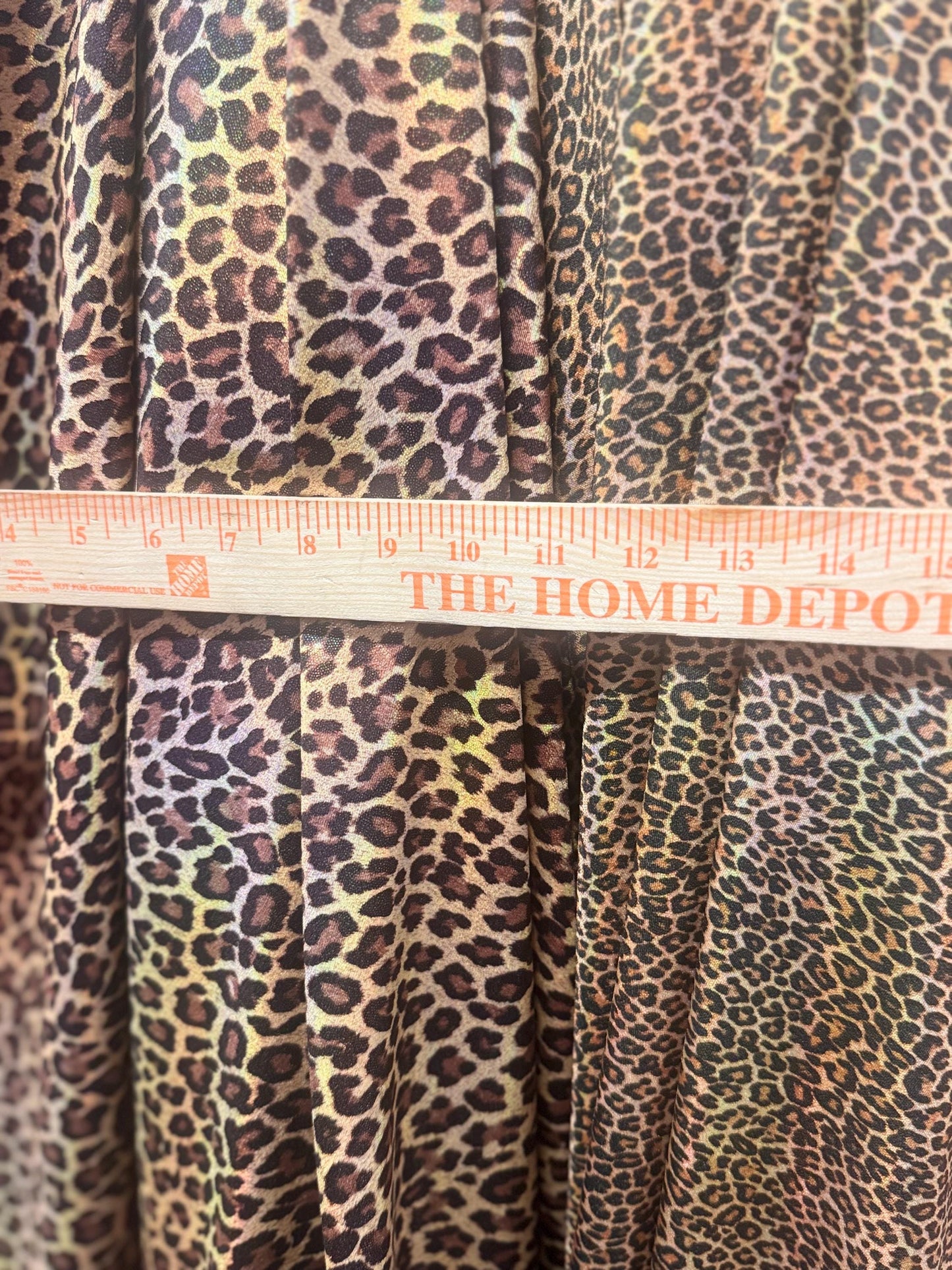 New Leopard skin design hologram metallic nylon spandex 4-way stretch 58/60”Sold by the YD.Ships worldwide from Los Angeles California USA.