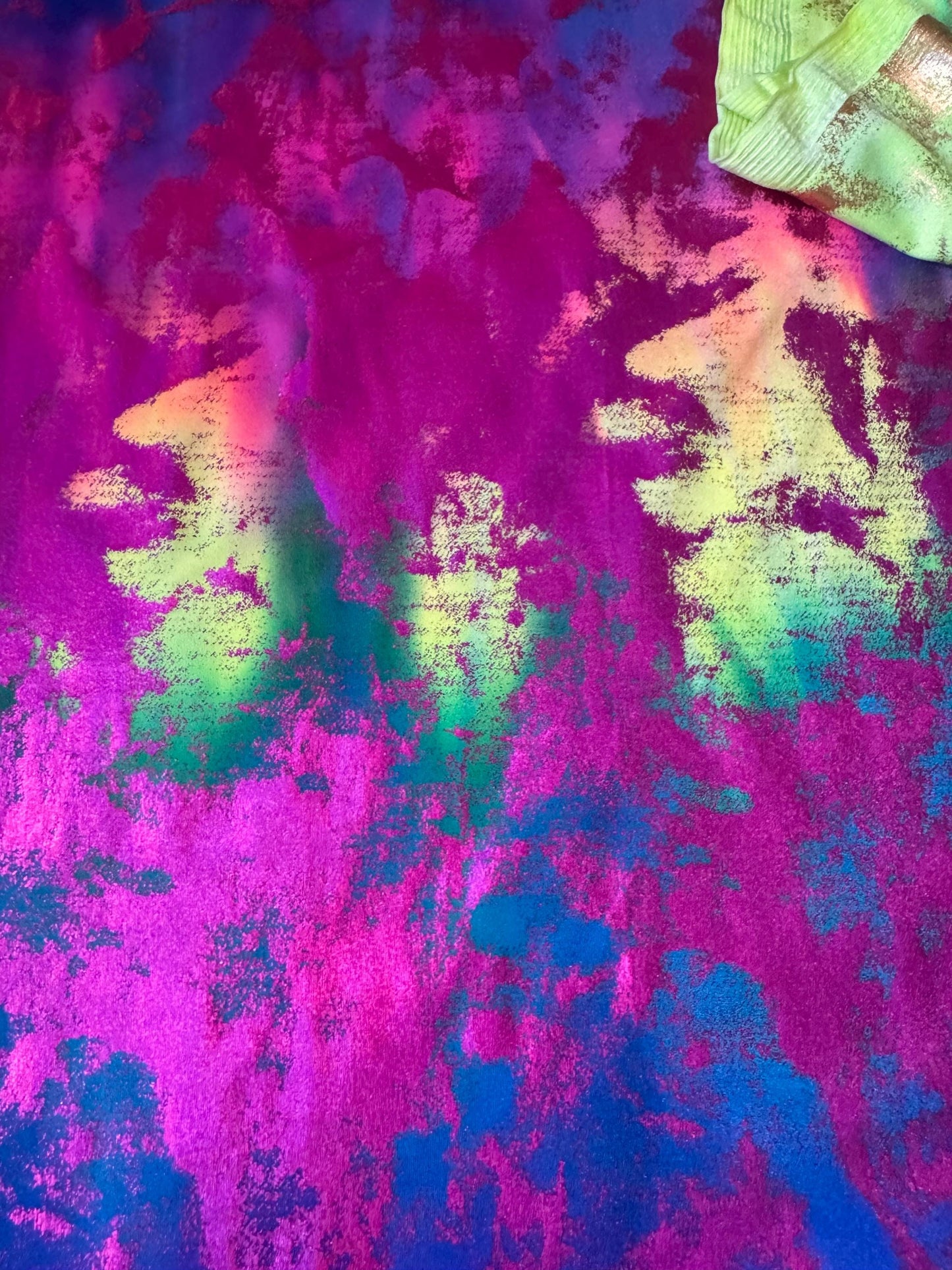 NEW Tie Dye with splatter metallic design print on the best quality of nylon spandex-4-way 58/60”sold by the YD.ships worldwide from LA