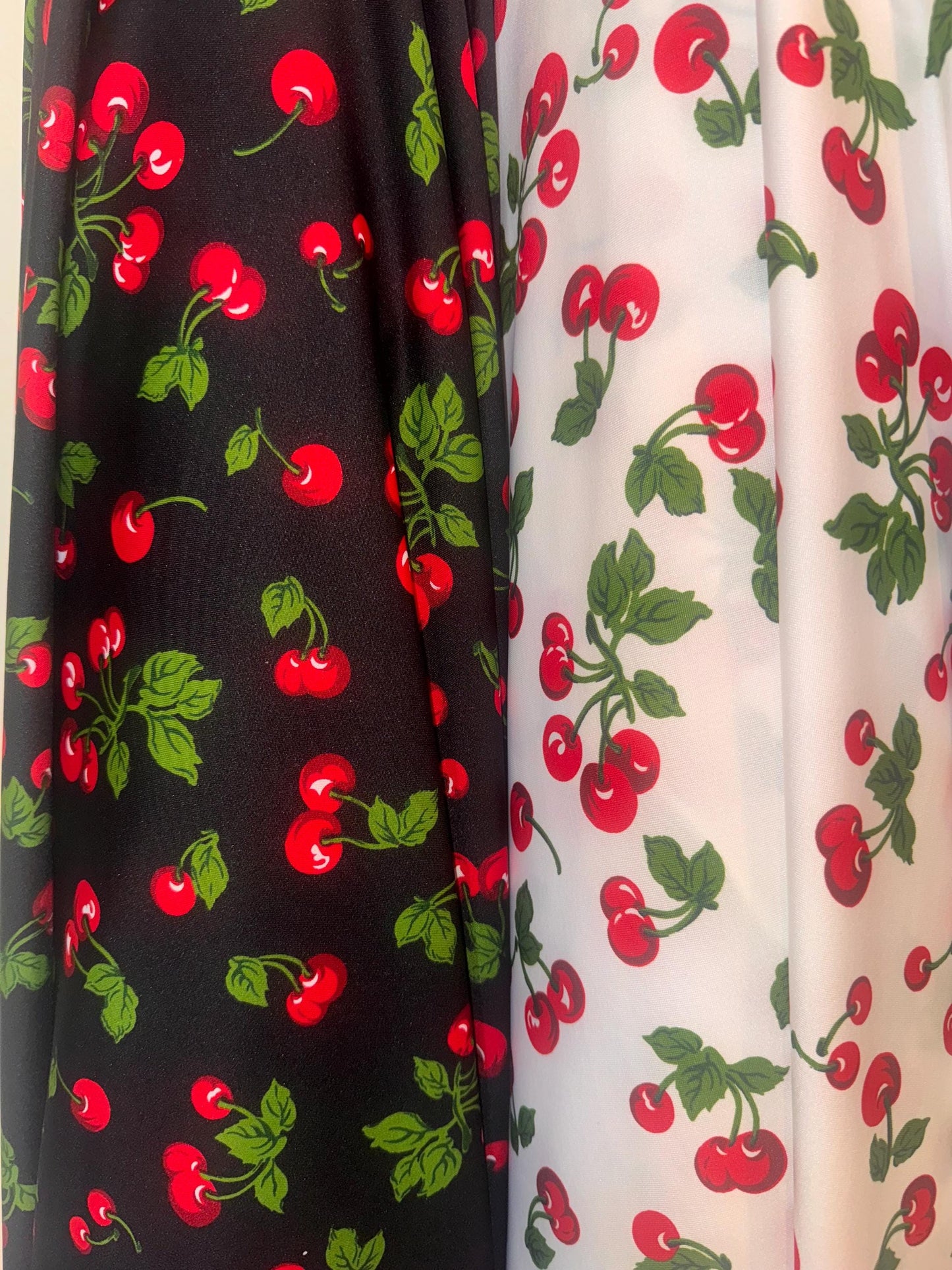 New Cherries pattern design print on poly spandex spandex 4-way stretch 58/60”sold by the YD.Ships Worldwide from Los Angeles CA.