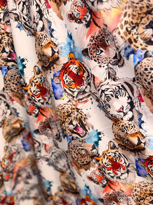 New Wild Cats design  print on the best quality nylon spandex4-way stretch 58/60”sold by the YD. ships Worldwide from Los Angeles CA