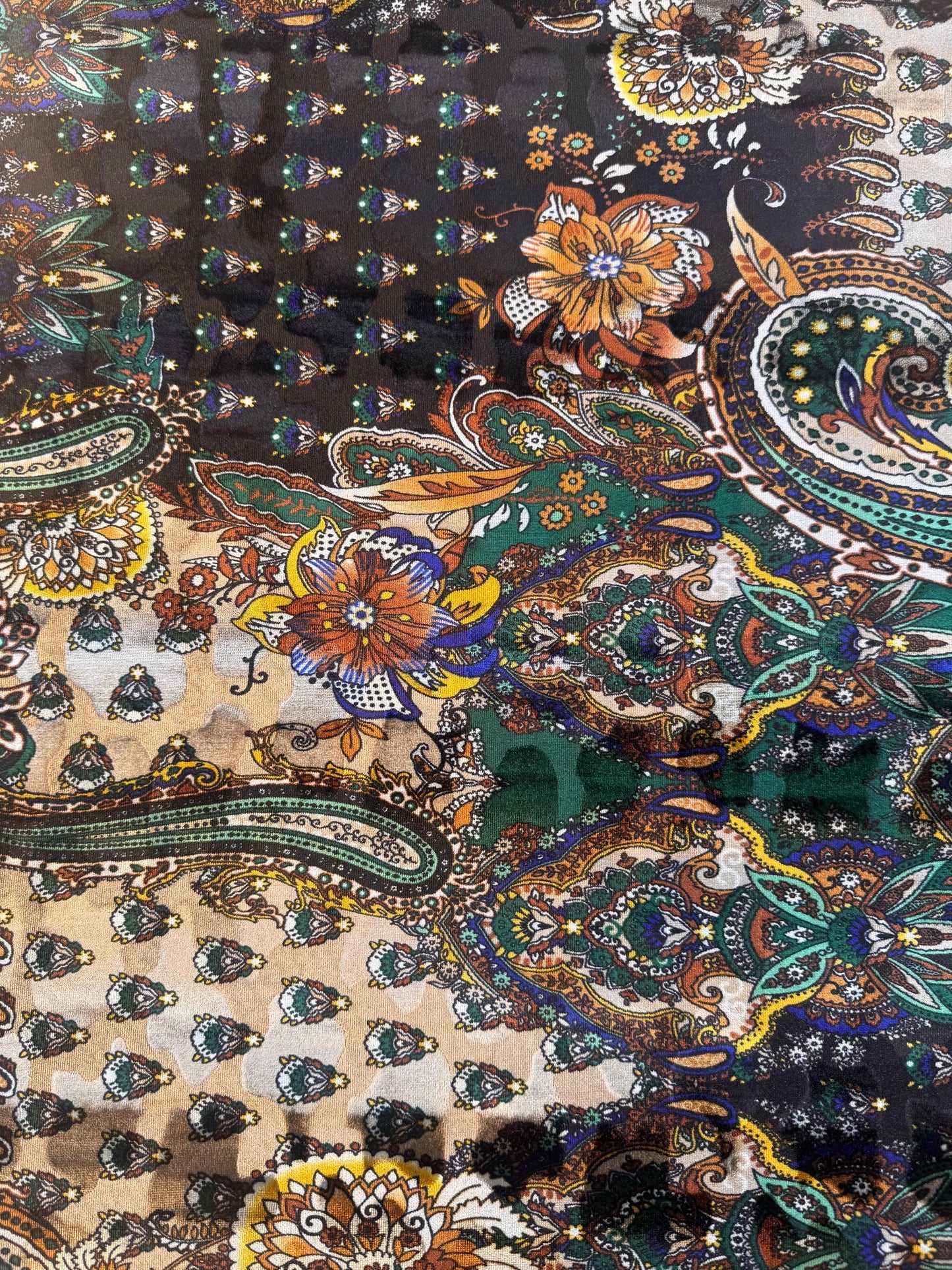 Luxury floral paisley pattern design on stretch velvet 4-way stretch 58/60”sold by the YD. Ships Worldwide from Los Angeles California USA