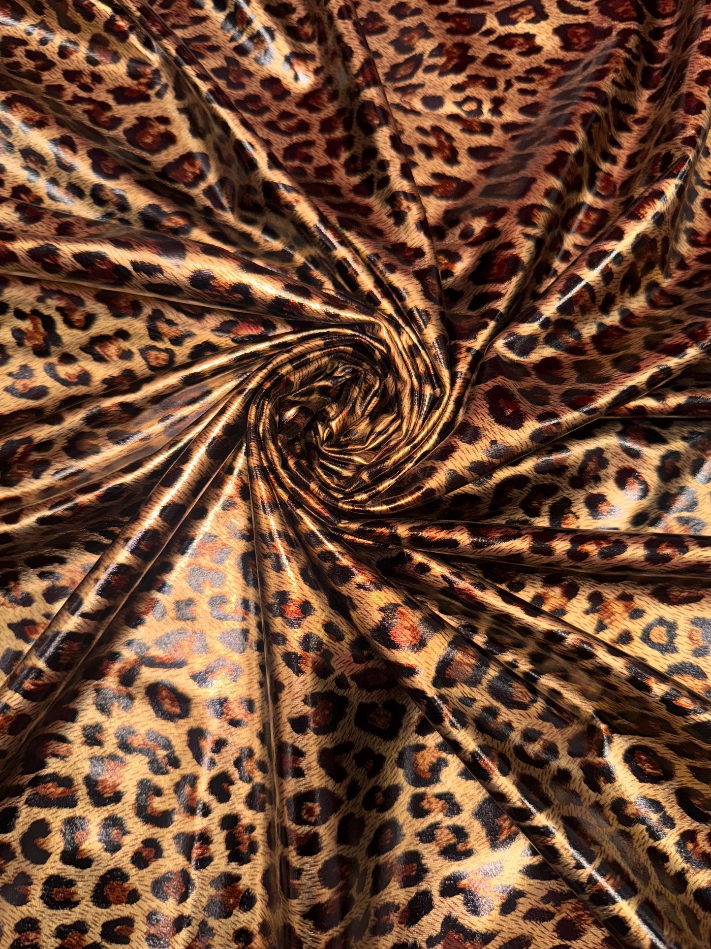 New Cheetah design all over foil vinyl  4-way stretch 58/60”sold by the YD.Ships worldwide from Los Angeles California