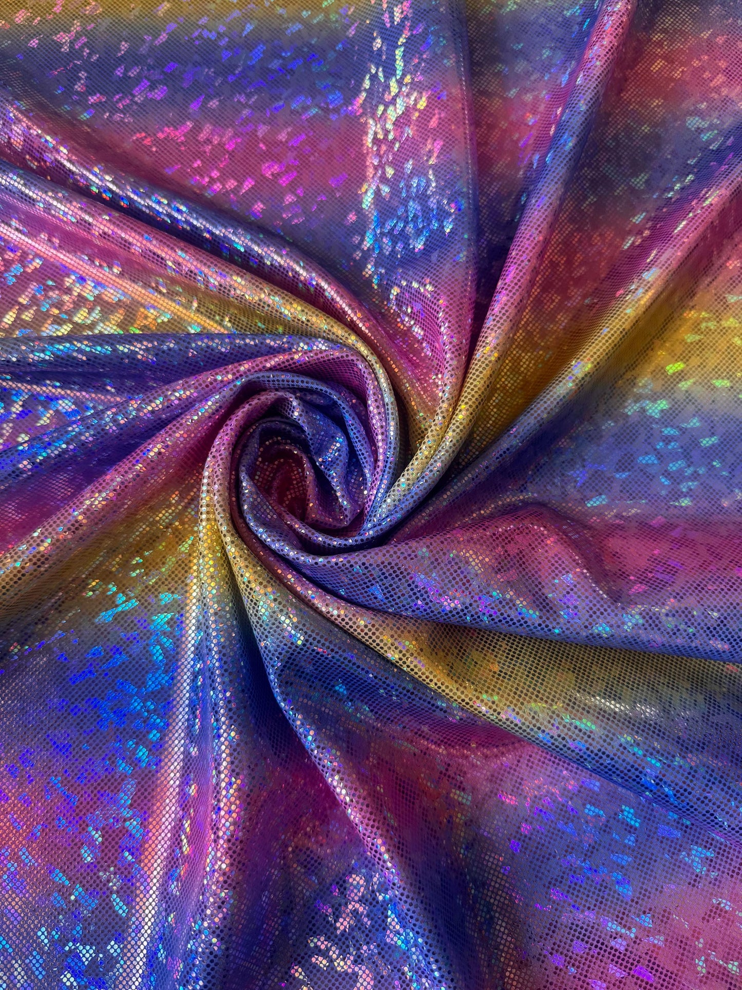 New Rainbow pattern design on shattered glass nylon spandex 4-stretch 58/60”sold by the YD.ships worldwide from Los Angeles California USA.