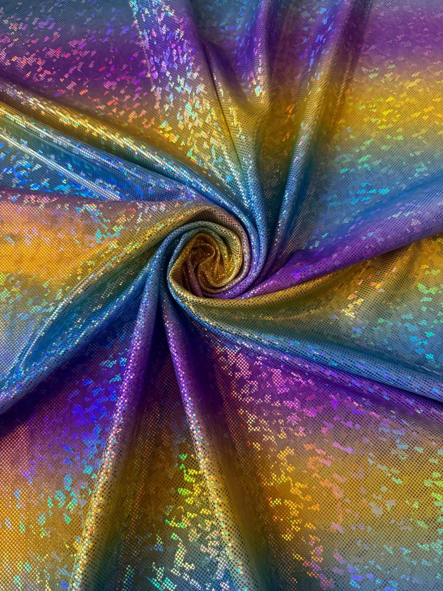 New Rainbow pattern design on shattered glass nylon spandex 4-stretch 58/60”sold by the YD.ships worldwide from Los Angeles California USA.