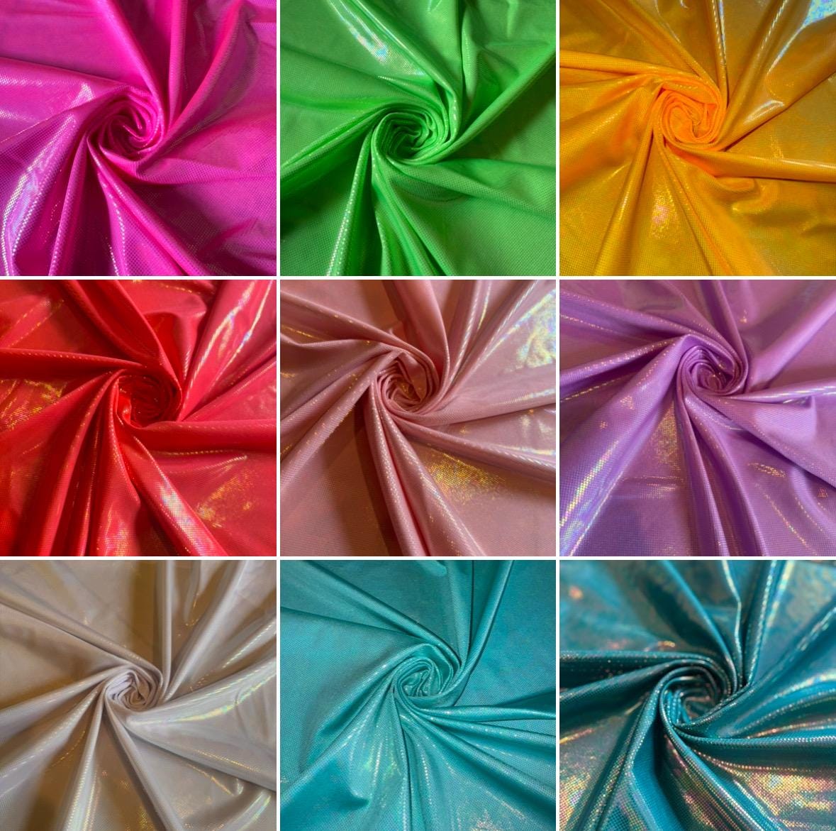 Luxury Iridescent Foil Dots design metallic nylon spandex 4-way stretch 58/60”Sold by the YD.Ships worldwide from Los Angeles California USA