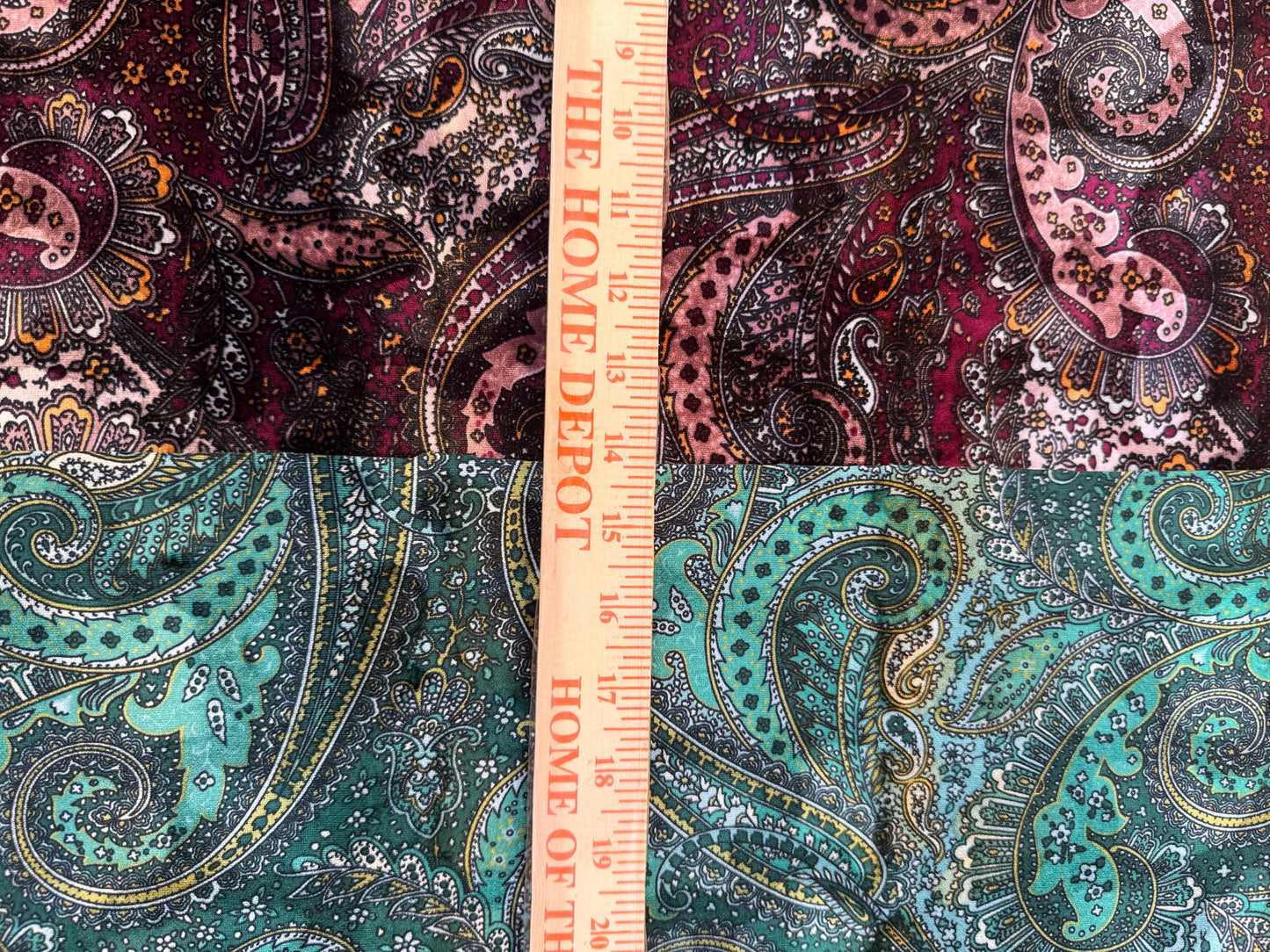 Modern paisley pattern design on stretch velvet 4-way stretch 58/60”sold by the YD. Ships Worldwide from Los Angeles California USA