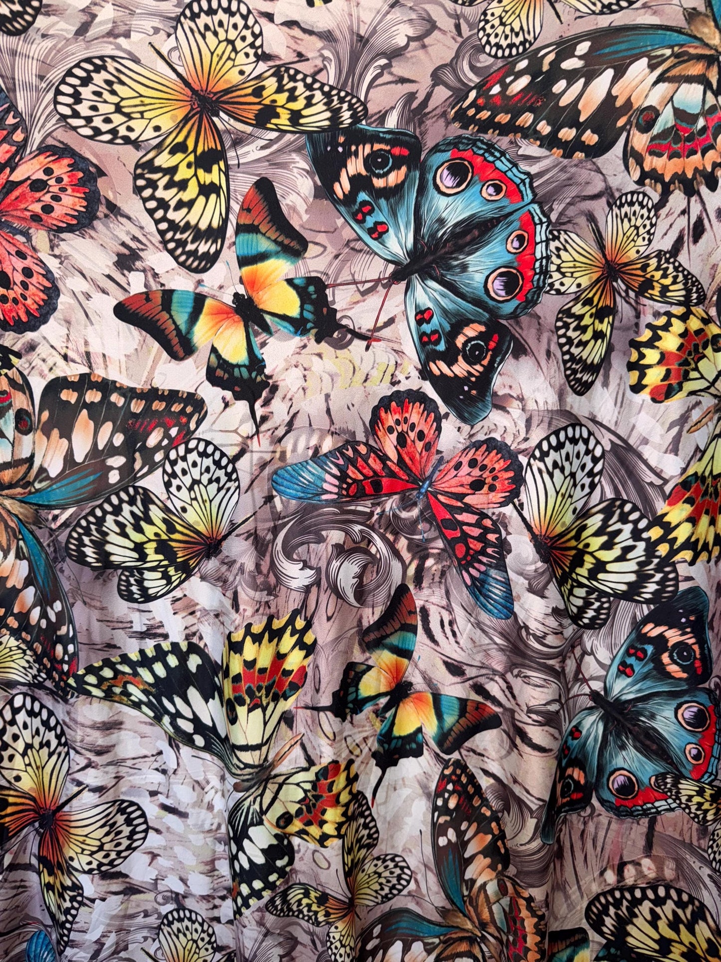 New butterfly pattern design print on the best quality of poly spandex 4-way stretch 58/60”Sold by the YD.Ships worldwide from Los Angeles