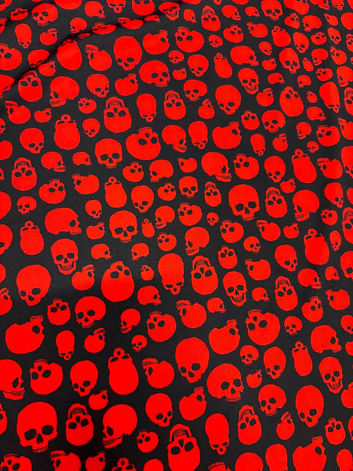 New White and Red  Skulls design print on the best quality of nylon spandex 4-stretch 58/60”Sold by the YD.Ships worldwide from Los Angeles