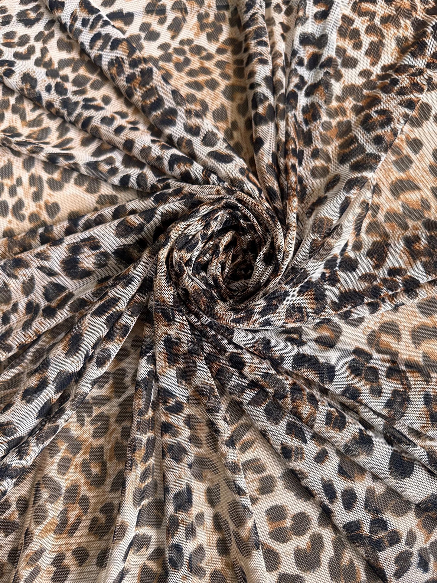 New cheetah pattern design power mesh nylon spandex 4-way stretch 58/60”sold by the YD. ships worldwide from Los Angeles California USA