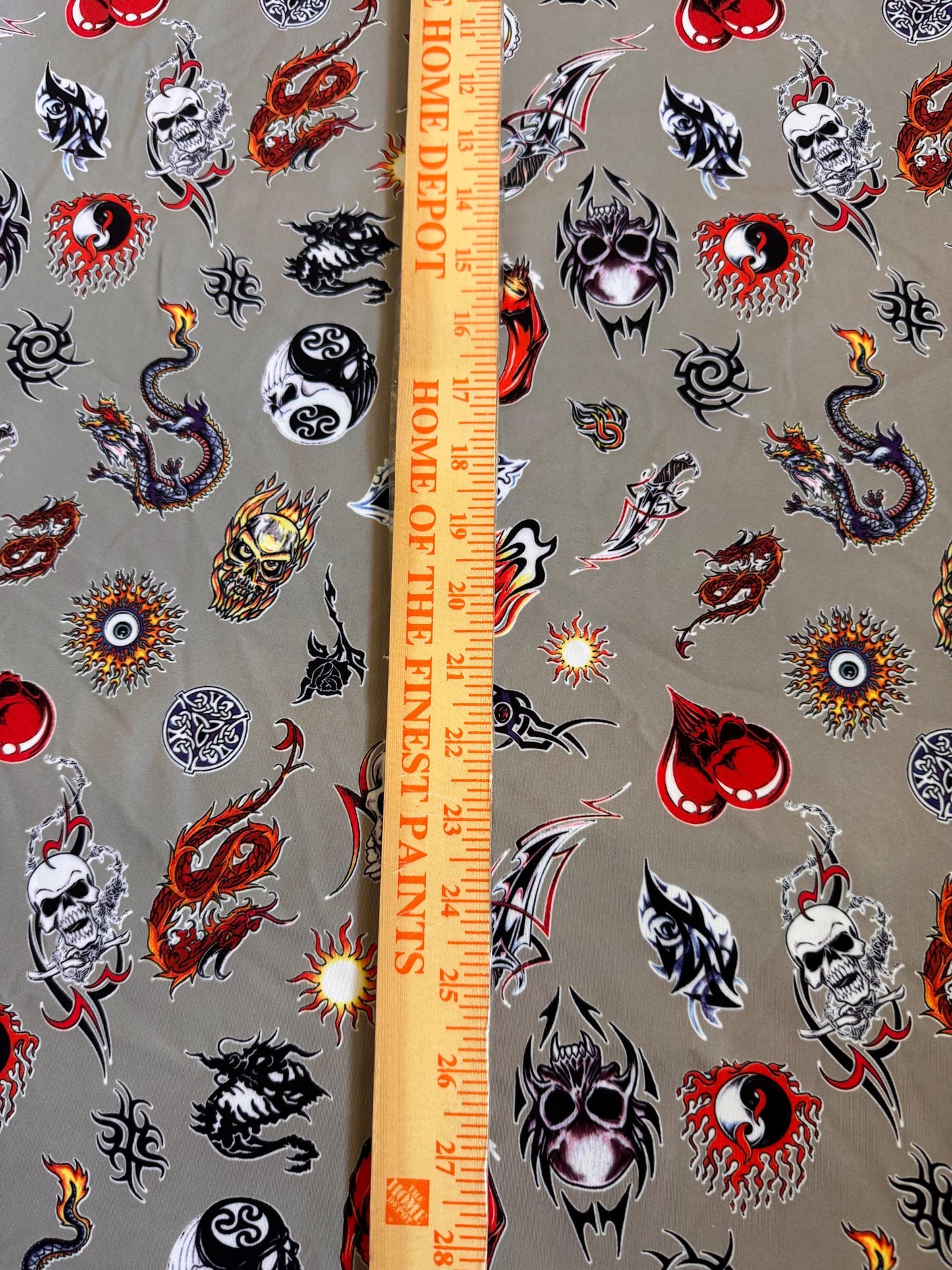 Modern tattoo art pattern design print on the best quality of nylon spandex 4-stretch 58/60”sold by the YD. ships worldwide from Los Ángeles
