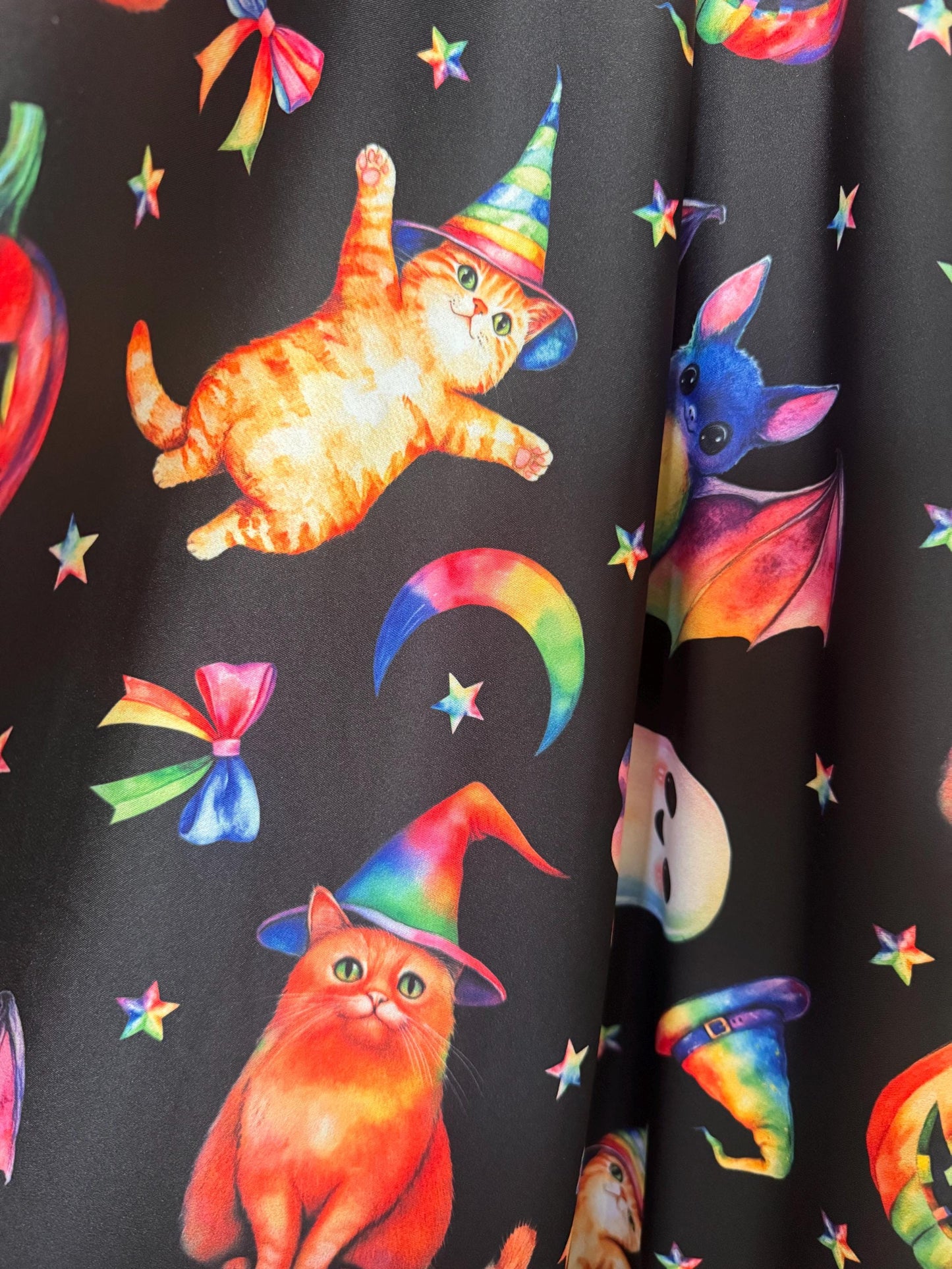 New Spooky season design print on the best quality of nylon spandex 4-stretch 58/60”sold by the YD.ships worldwide from Los Angeles CA