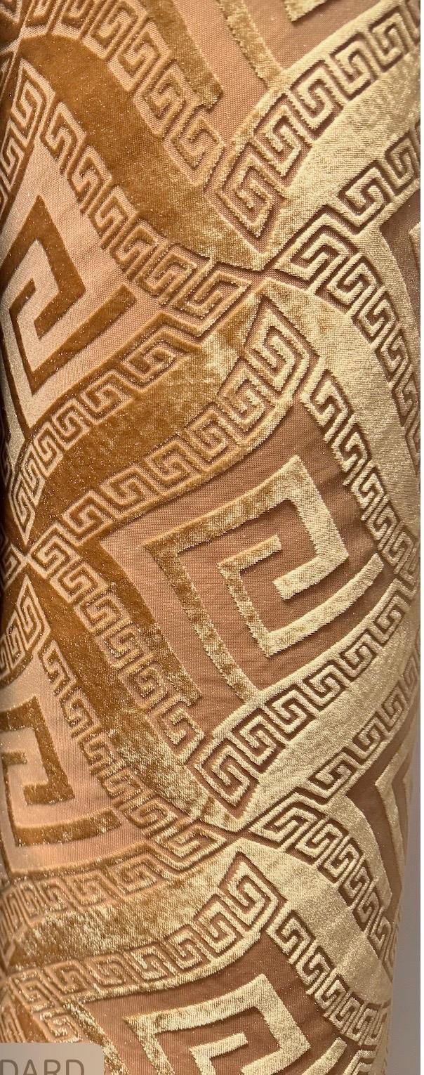 Luxury stretch burnout velvet geometric design  4-way stretch 58/60 sold by the YD. Ships worldwide from Los Angeles CA