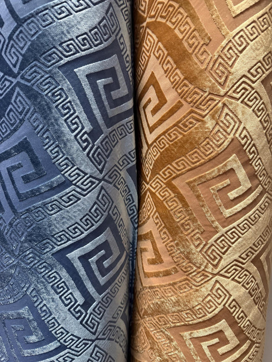 Luxury stretch burnout velvet geometric design  4-way stretch 58/60 sold by the YD. Ships worldwide from Los Angeles CA