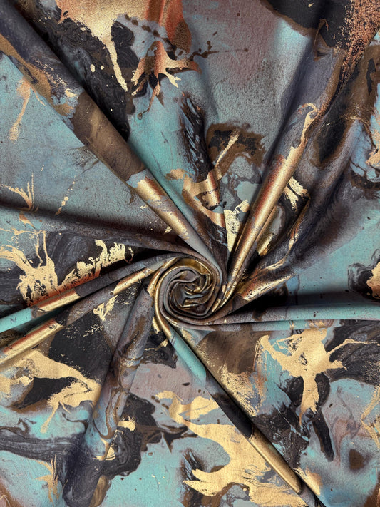 New Metallic Marble design print on the best quality of nylon spandex 4-Stretch 58/60”sold by YD.Ships worldwide from Los Angeles CA USA.