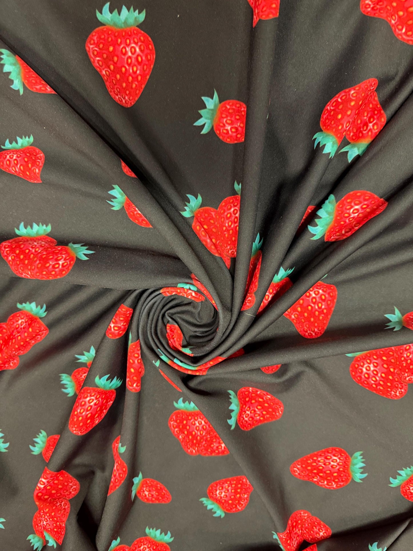 New cute strawberry design print on the best quality of nylon spandex 4-way stretch 58/60”sold by the YD.Ships Worldwide from Los Angeles