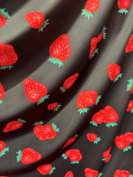 New cute strawberry design print on the best quality of nylon spandex 4-way stretch 58/60”sold by the YD.Ships Worldwide from Los Angeles