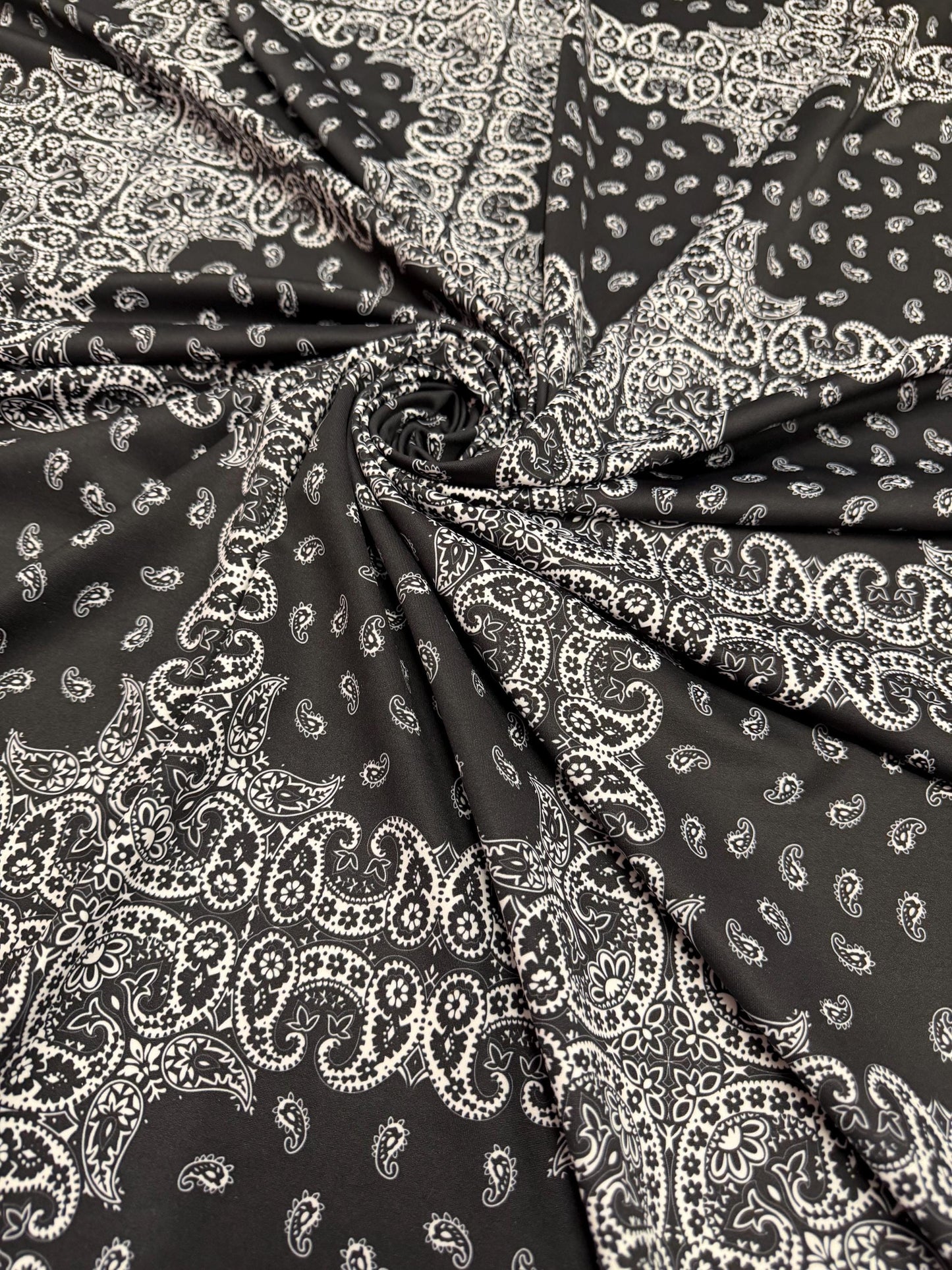 New Bandana pattern design print on the best quality of nylon spandex 4-way stretch 58/60”sold by the YD. Ships worldwide LA