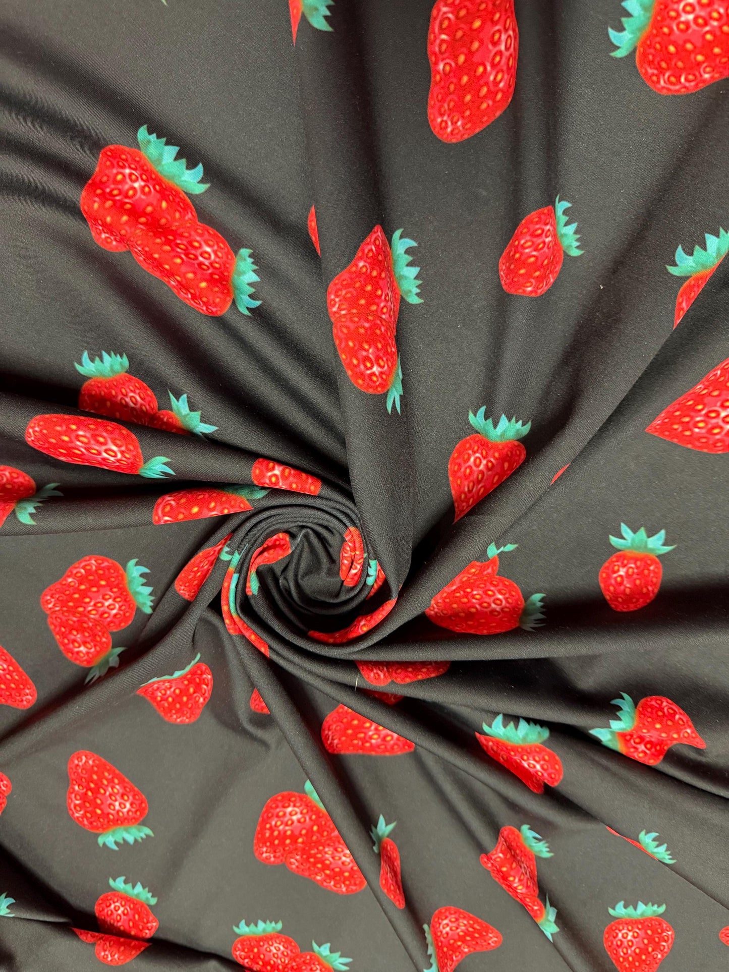 New cute strawberry design print on the best quality of nylon spandex 4-way stretch 58/60”sold by the YD.Ships Worldwide from Los Angeles