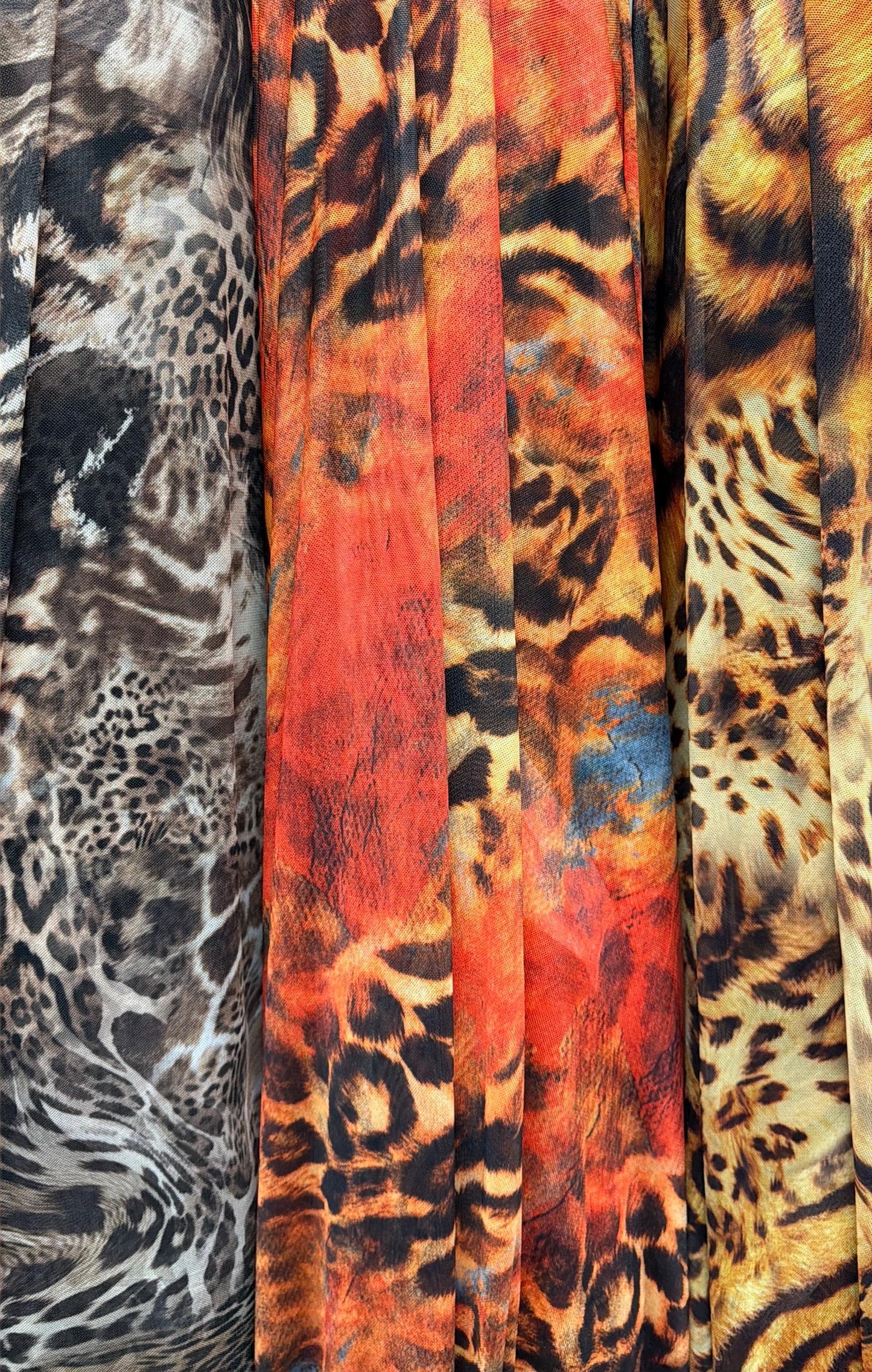 New safari abstract animal design on  power mesh nylon spandex 4-way stretch 58/60”Sold by the YD.Ships worldwide from LA.
