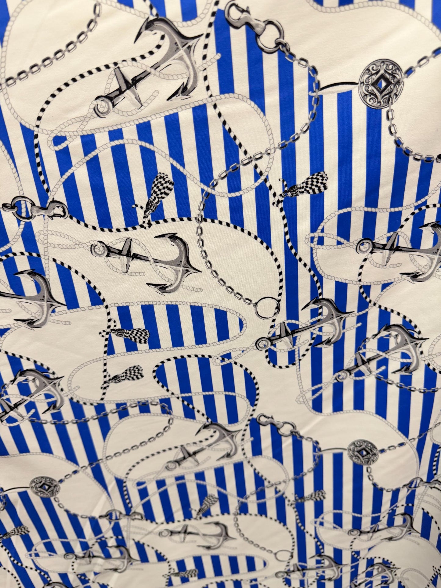 New Marine anchor stripe design print on the best quality nylon spandex4-way stretch 58/60”sold by the YD. ships Worldwide from Los Angeles
