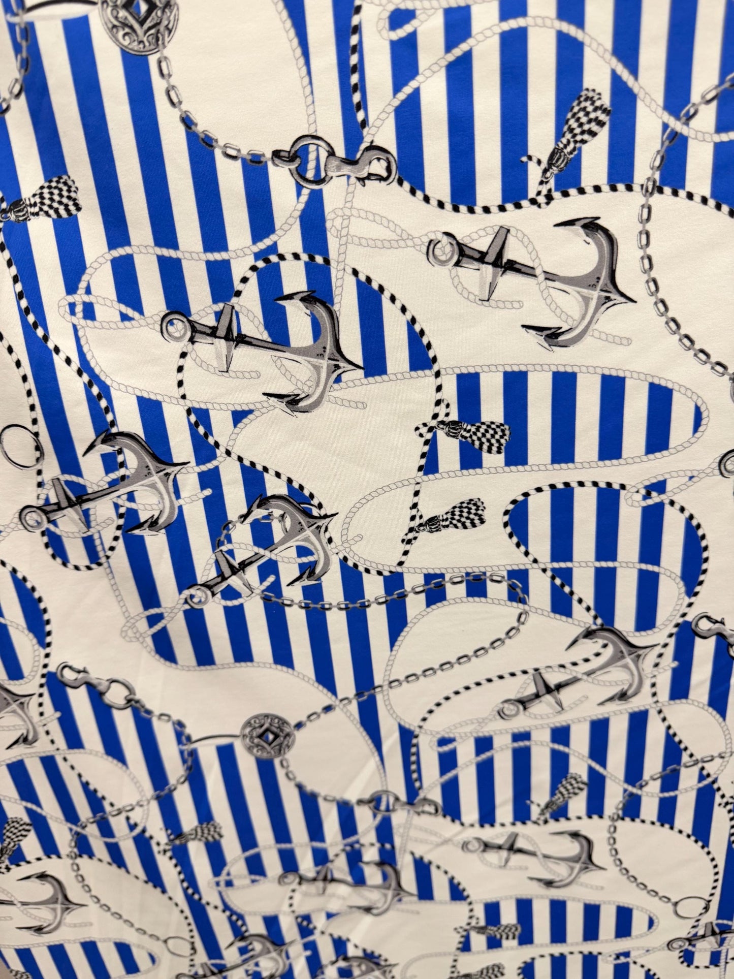 New Marine anchor stripe design print on the best quality nylon spandex4-way stretch 58/60”sold by the YD. ships Worldwide from Los Angeles