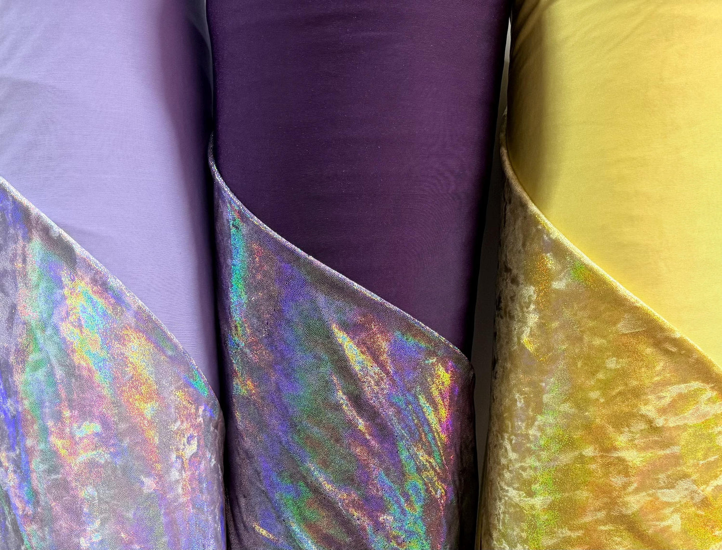 New iridescent foggy foil velvet oil slick 4-way stretch 58/60”sold by the YD. ships worldwide from Los Angeles California USA