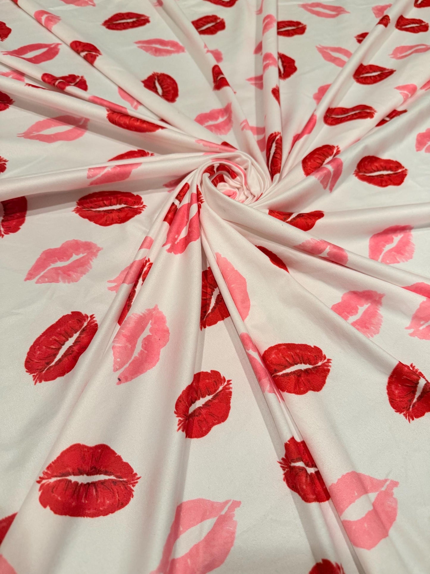 Bella red lipstick design print on poly spandex 4-way stretch medium weight 58/60 sold by the YD. ships worldwide from Los Angeles CA