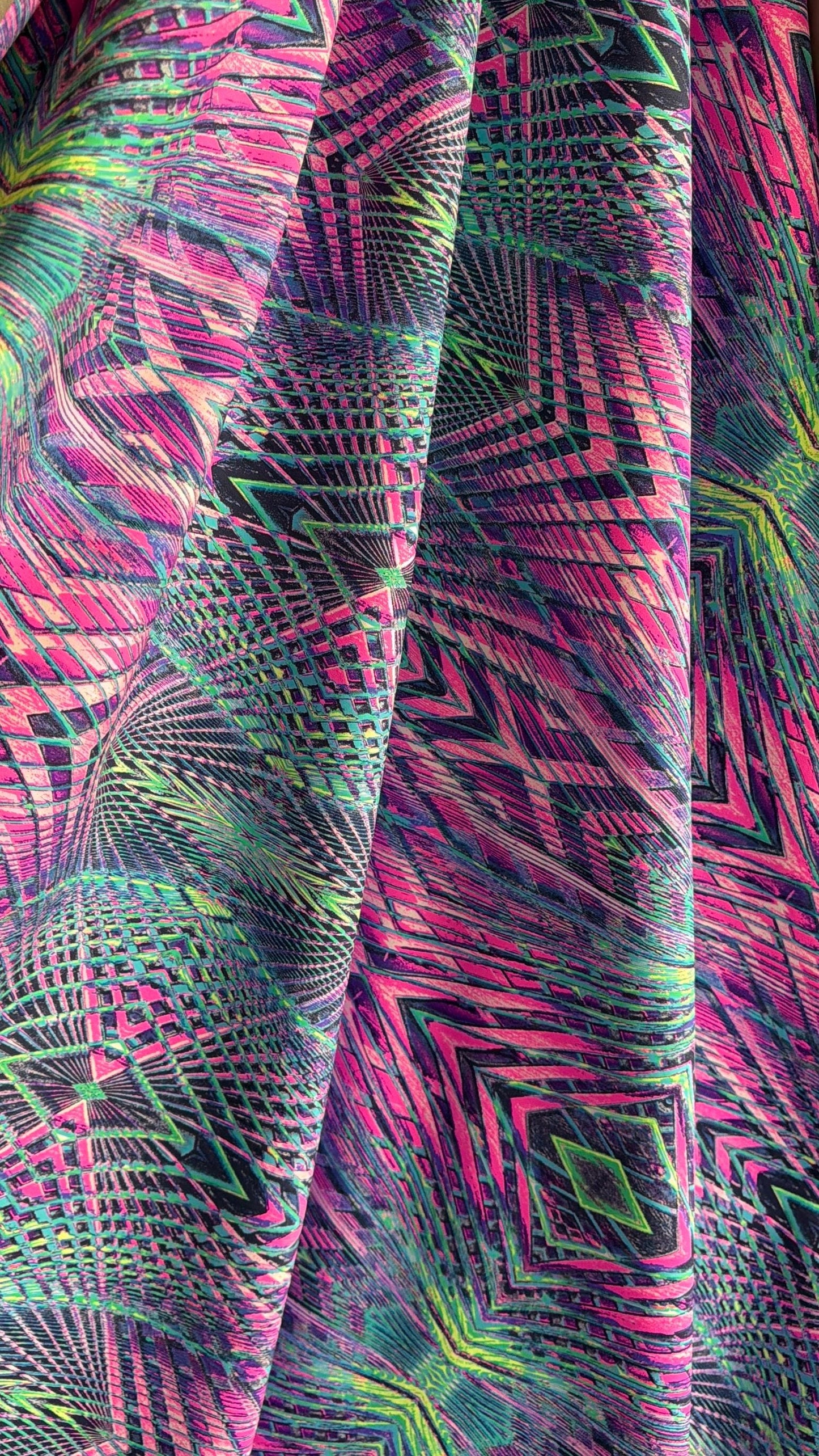 Geometric abstract design print on the best quality nylon spandex4-way stretch 58/60”sold by the YD. ships Worldwide from Los Angeles